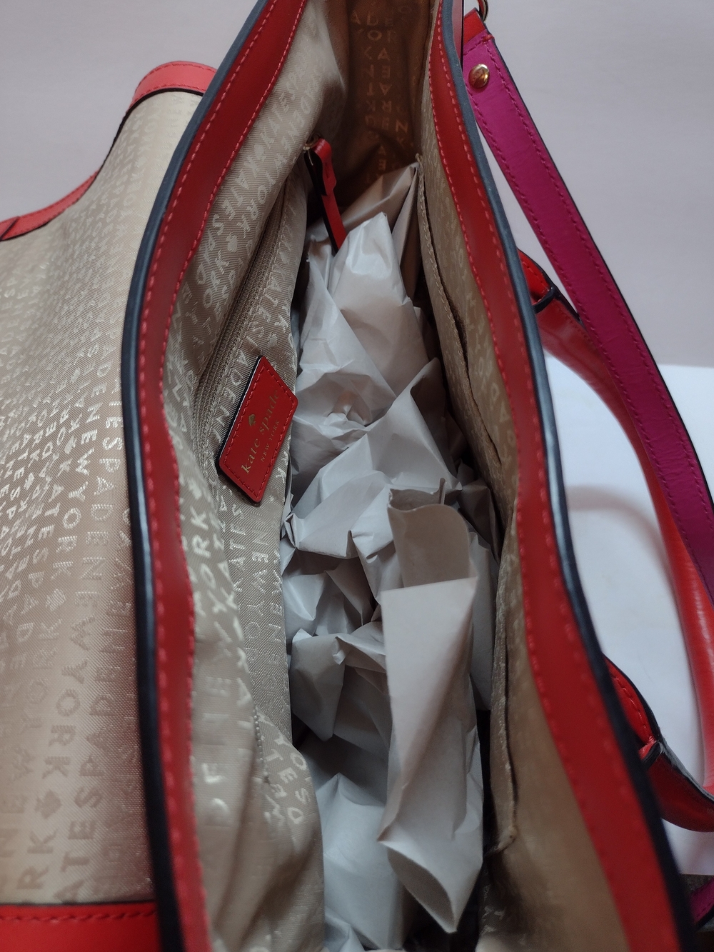 Kate Spade New York Bond Street Flo Satchel Leather ShoulderBag Red/Pink 2 Tone - Picture 2 of 11